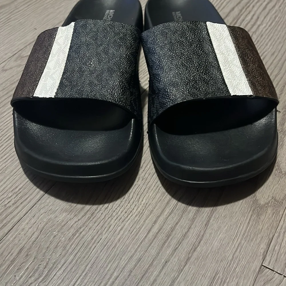 Michael Kors Men's Black and Brown Slide Sandals